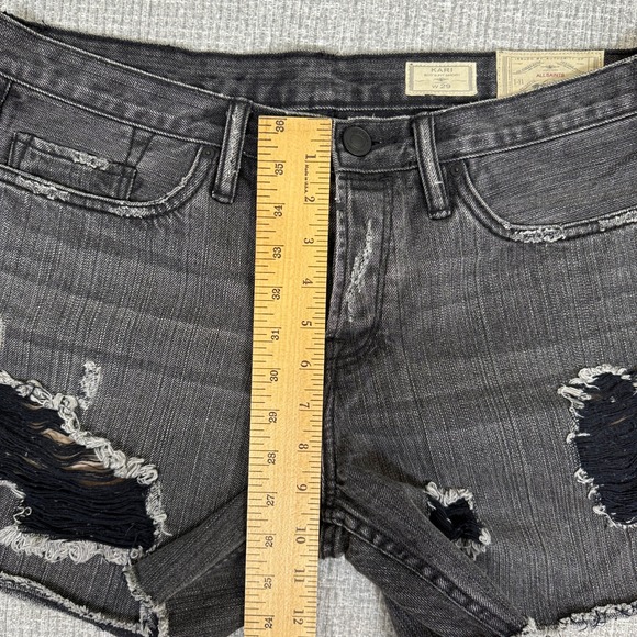 All Saints Kari Boy's Baggy Denim Shorts Sz 29 34 Distressed Gray Grunge Raw Hem - Picture 2 of 12